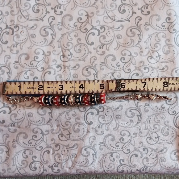 Brighton Silver Red and Blue Barrel Slide Bracelet - Picture 2 of 12